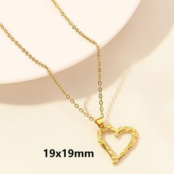 Stainless Steel 18K Gold Plated Heart Necklace Heart Necklace Stainless Steel Cute Dainty Love Pendant Necklaces for Women