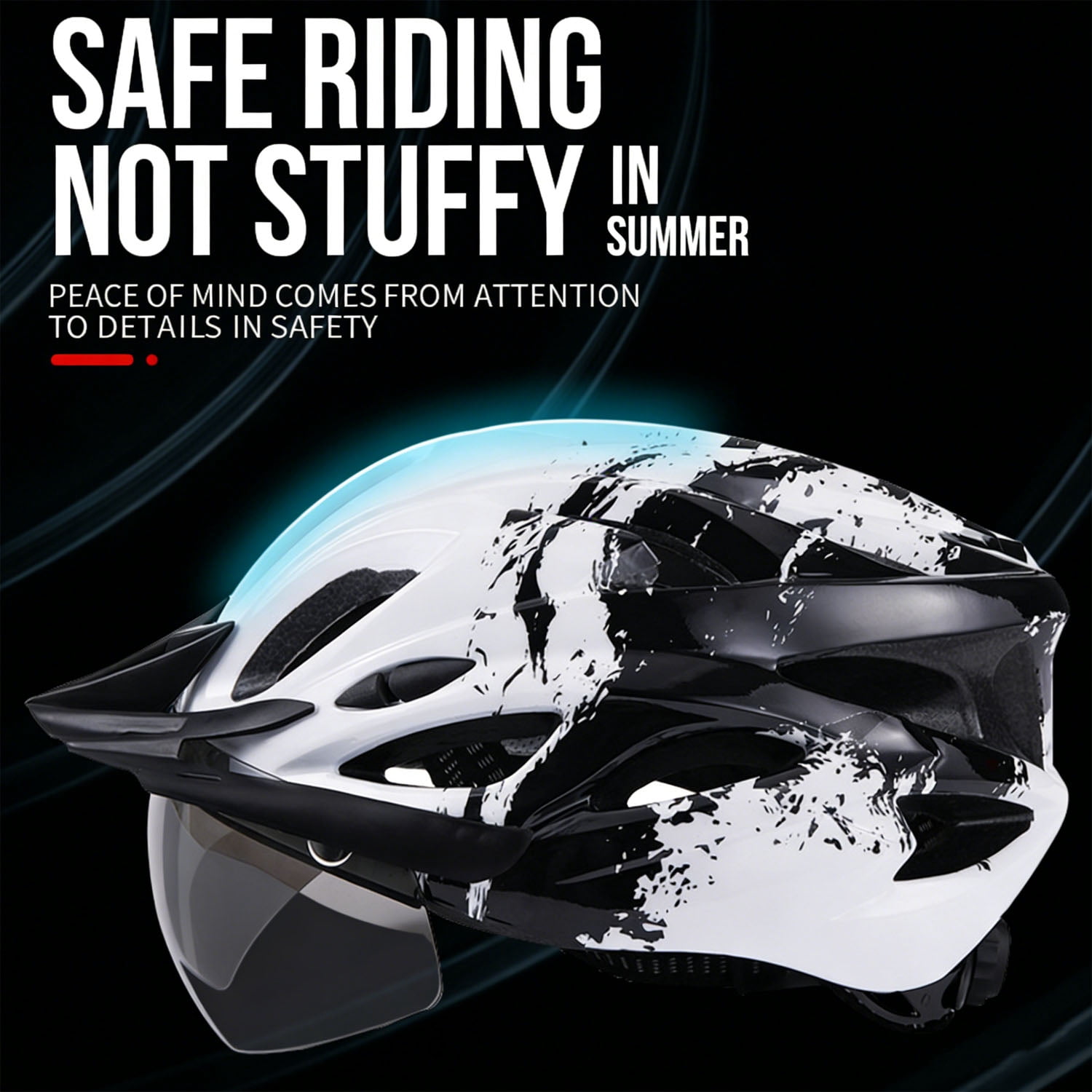Mirov Adult bicycle helmet featuring a USB-rechargeable LED light, removable goggles, and a visor; unisex adult helmet for mountain and road bikes