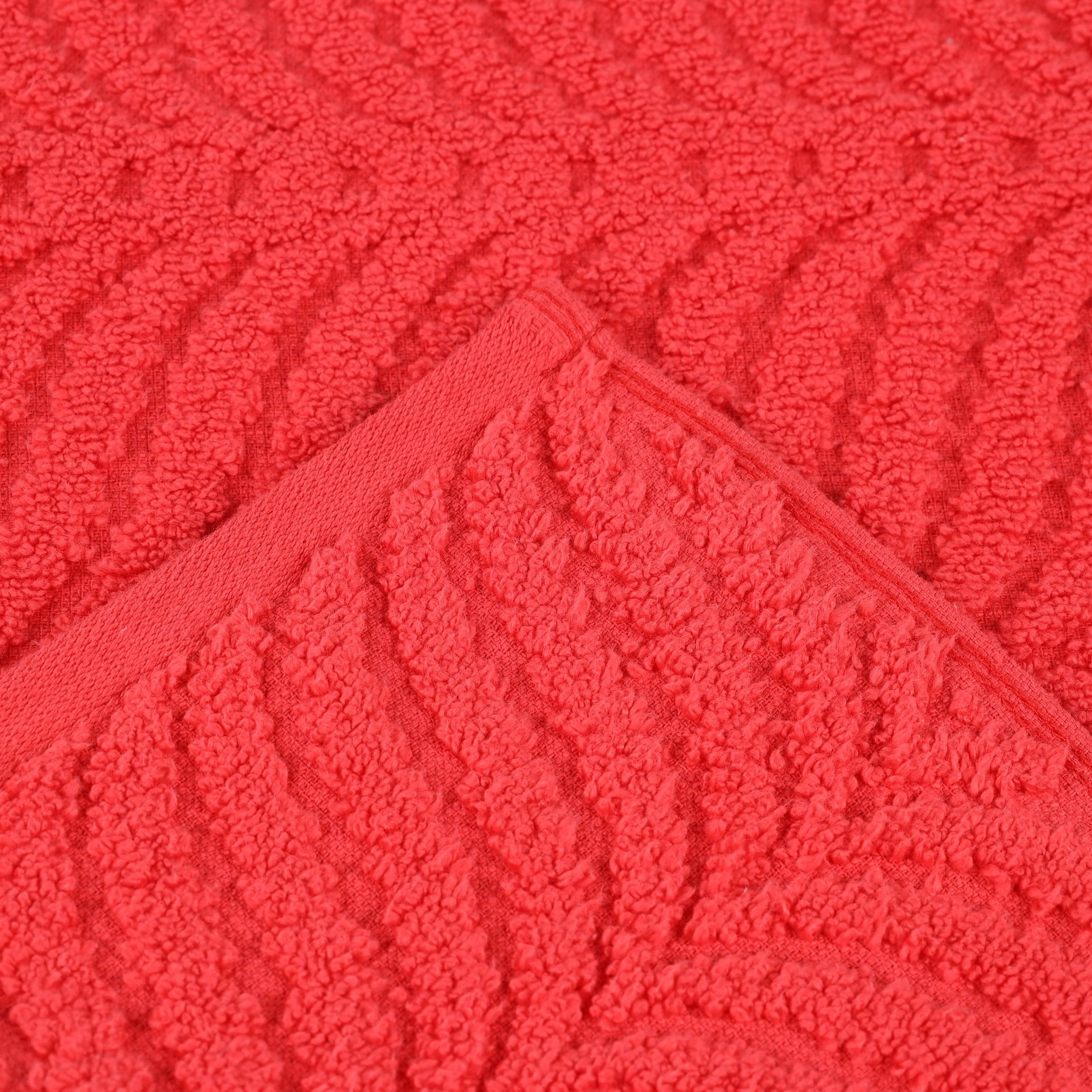 Superior Chevron 3-Piece Zero Twist Cotton Towel Set, Plush and Ulta Soft Towels, Red