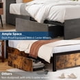 thumbnail image 1 of Queen Size Wood Bed Frame with High Storage Bookcase Headboard, 4 Drawers, Built-in Charging Station, Noise-Free Metal Platform, No Box Spring Needed - Dark Gray, 1 of 8