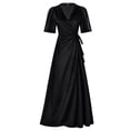 thumbnail image 1 of Oksale Robes d'Invitée de Mariage pour Femmes Élégantes Formelles à Col en V Croisé Robe Maxi avec Ceinture à Manches Courtes Robes de Soirée Couleur Unie Tenues Longueur au Sol 2026 Noir G, 1 of 8