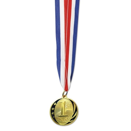 Club Pack of 12 First Place Gold Medal with Ribbon Party Favors (Best Place To Get Golf Clubs)