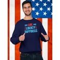 thumbnail image 2 of Life Liberty Happiness Neon Sweatshirt Men -Image by Shutterstock, Male 4X-Large, 2 of 4