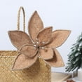 thumbnail image 7 of Neoyler 3Pack Velvet Poinsettia Cuttings Christmas Tree Decorations with Glitter Realistic Silk Flower Heads Garland Wreath Mantel Centerpiece and Indoor Floral Arrangements Brown 13.8in, 7 of 7