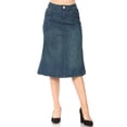 thumbnail image 5 of Fashion2Love Women's Juniors/Plus Size Calf - Length A-Line Stretch Denim Skirt, 5 of 7