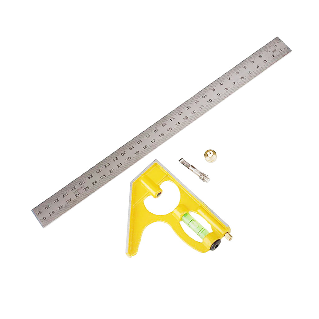 Combination Square Angle Ruler With Level Measuring Tri Square Set Machinist 