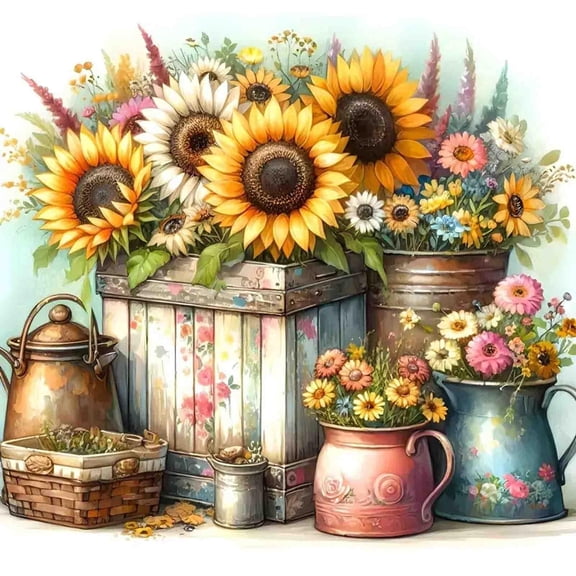Diamond Painting Kits for Adults, Sunflower Diamond Art Kits for Beginners, DIY Full Drill Flower Rhinestone Diamond Dots Gem Painting Art Craft Home Decor 12 x12 Inch