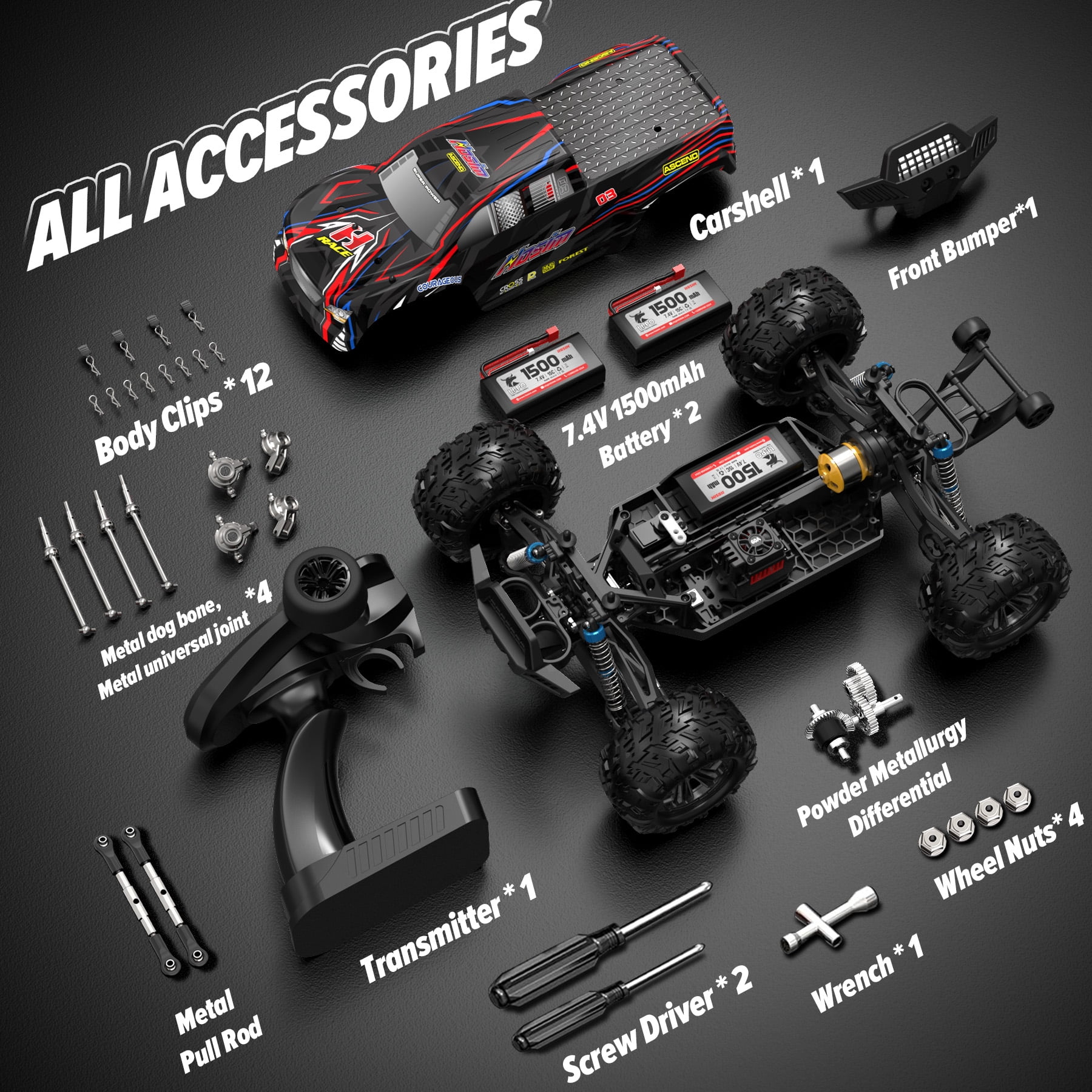 Hosim 1:10 Brushless RC Car, 4X4 All Terrain, 60+KMH, Waterproof Off-Road Racing Buggy, Black