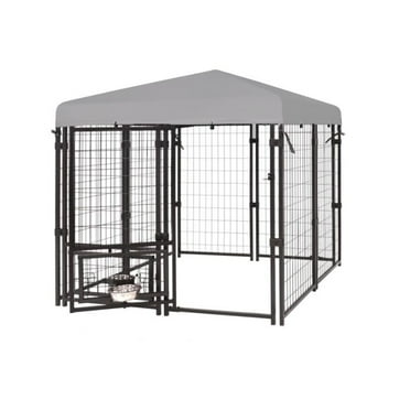 Garden Winds Custom Fit Replacement Canopy Top Cover Compatible with The Mupater 4.5' x 4.5' x 4.8' Outdoor Dog Kennel Playpen - Upgraded Performance RipLock 350 Fabric - Slate Gray