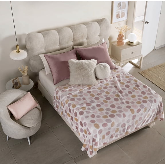 PRETTY POLKA DOTS LIGHT BLANKET SOFTY AND WARM THROW SIZE MADE IN MEXICO