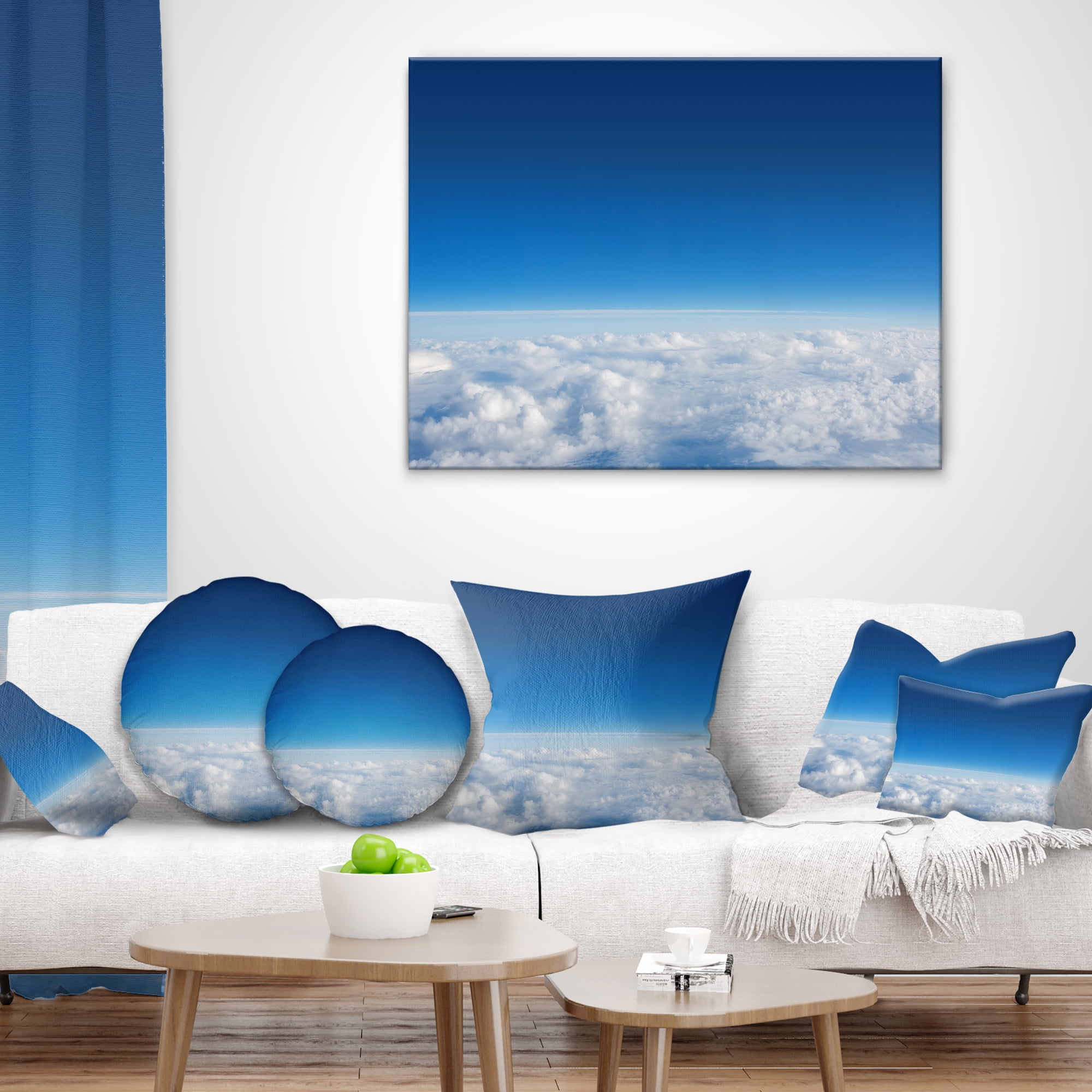 Designart Puffy Clouds above View - Landscape Printed Throw Pillow - 18x18