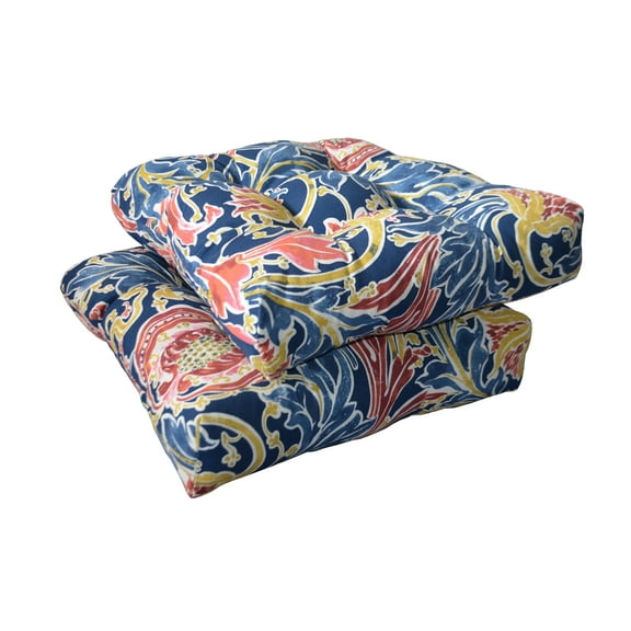 Indoor/outdoor Patio Tufted Seat Pads( set of 2), Meridian Blue