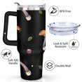 thumbnail image 3 of 40oz Colorful Botanical Mushroom Stainless Steel Flip Straw Tumbler Spill Proof Travel Cup Double Wall Vacuum Insulated Coffee Mug with Top Handle, 3 of 6