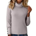 thumbnail image 4 of Textilo Turtleneck Sweater Women Chunky Long Sleeve Knitted Pullover Sweaters Comfy High Low Hem 2025 Fall Winter Trendy Top Gray 11, 4 of 5