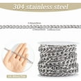 thumbnail image 2 of 5M/16.4 Feet Curb Link Chain Roll Stainless Steel Oval Cable Chain with Spool 9 x 6mm Metal Unwelded Craft Chains Connectors for Jewelry Making Necklace Bracelet Earring Supplies DIY Crafts, 2 of 5