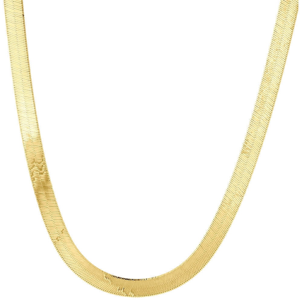 10k Yellow Gold Solid Necklace Silky Herringbone 5mm Chain 16 Inches ...