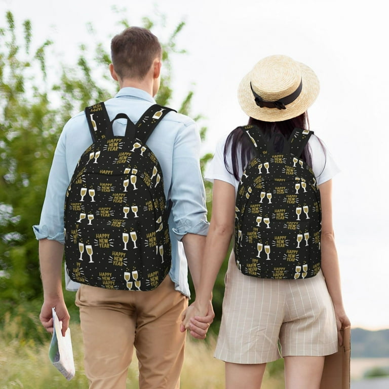 Geaub happy new year durable canvas backpack stylish lightweight and spacious with adjustable straps