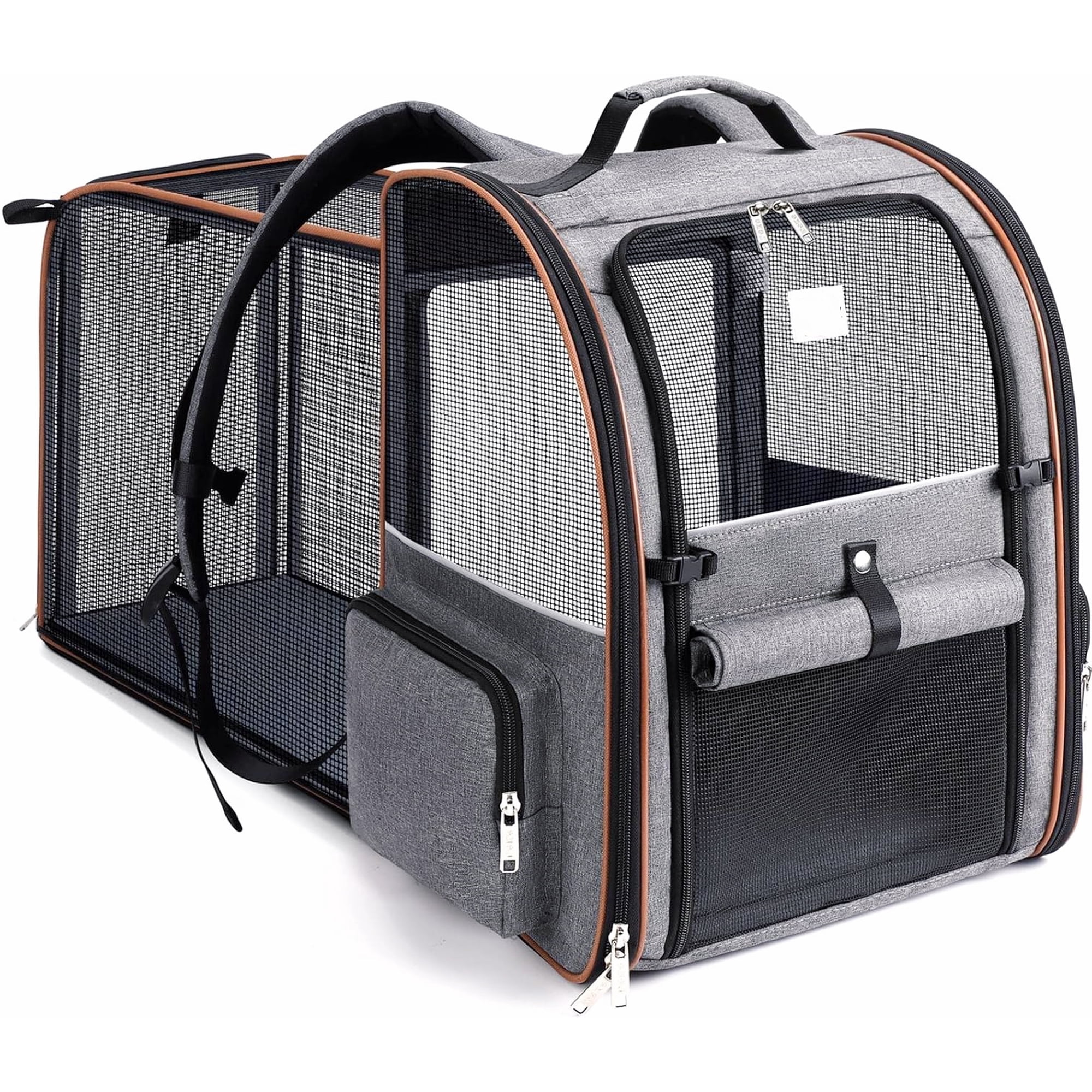 Breathable Mesh Cat Carrier Backpack for Medium Pets Up to 18 Lbs Grey