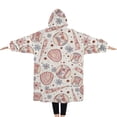 thumbnail image 2 of Oversized Wearable Blanket Hoodie,Floral Baseball Pattern Sherpa Blanket Hoodie with Super Pockets,Super Warm Fuzzy Pullover for Women & Men, 2 of 6