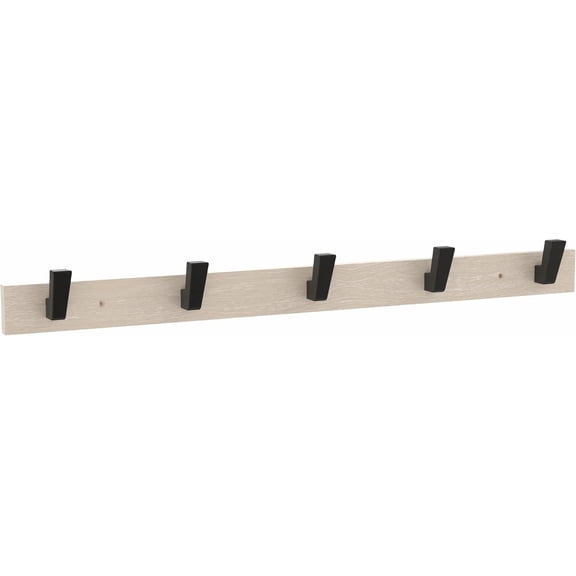 Franklin Brass B46763K-480 27" 5 Geometric Post Hook Coat/Hat Rail White Oak & Black