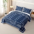thumbnail image 3 of meiyoeat Navy Blue Paisley Bed Spread Queen For Kids,Bohemian Exotic Style Queen Coverlet Set For Adult,3 Pieces, 3 of 7