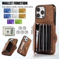 thumbnail image 2 of RFID BLOCKING Wallet Case for iPhone 16 Pro Max with Card Holder, Zipper Pocket Kickstand Function Shockproof Purse Phone Cover with Removable Shoulder Strap & Wrist Strap, Brown, 2 of 10