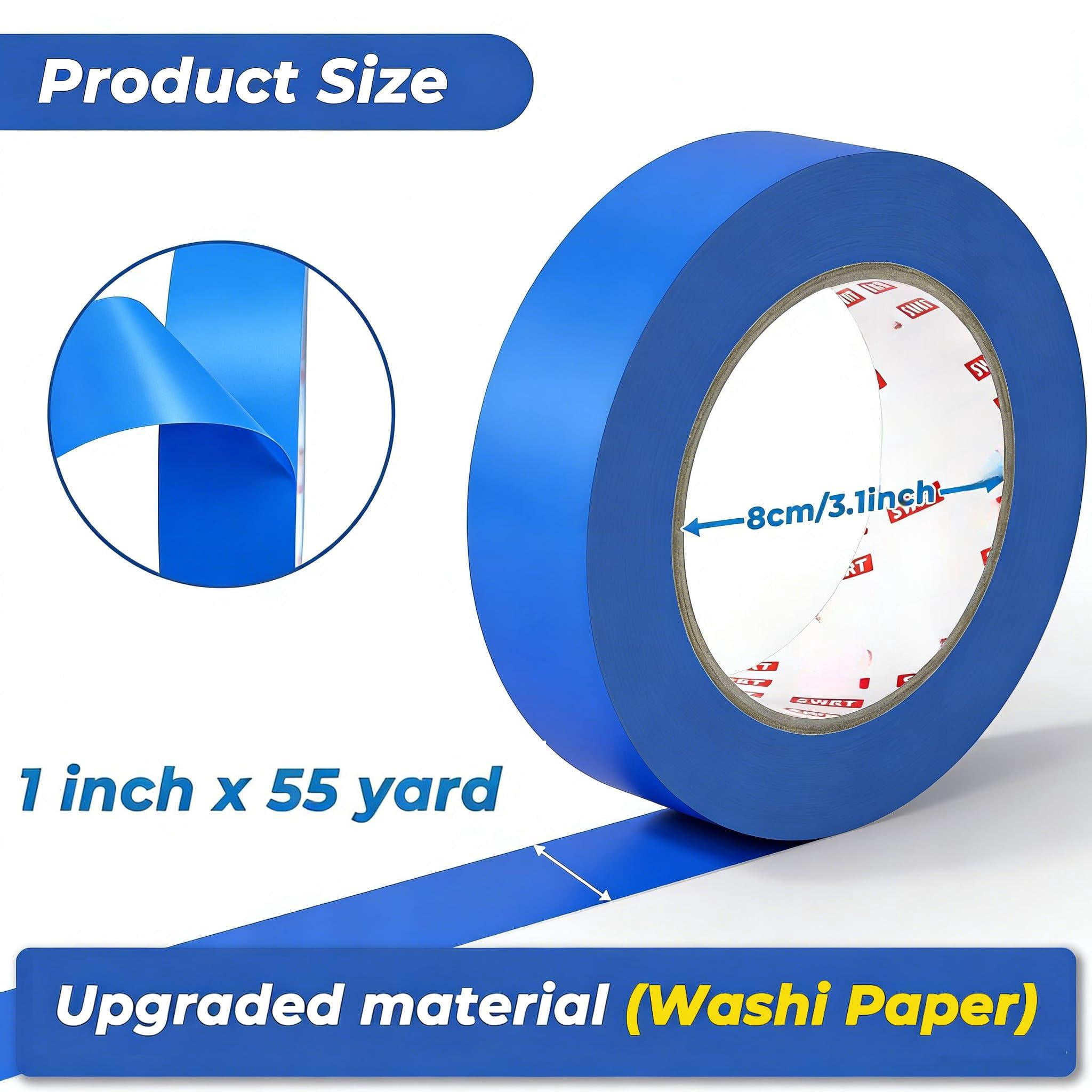 Painters Tape  Blue 1 Inch X 55 Yards 20 Rolls (1100 Total) Washi For Paint Lines & Clean Removal On Walls Trim Delicate Surfaces