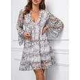 thumbnail image 4 of Asyoly Women Autumn V Neck Long Bell Sleeve Dress Swing Babydoll Dresses For Women, 4 of 9