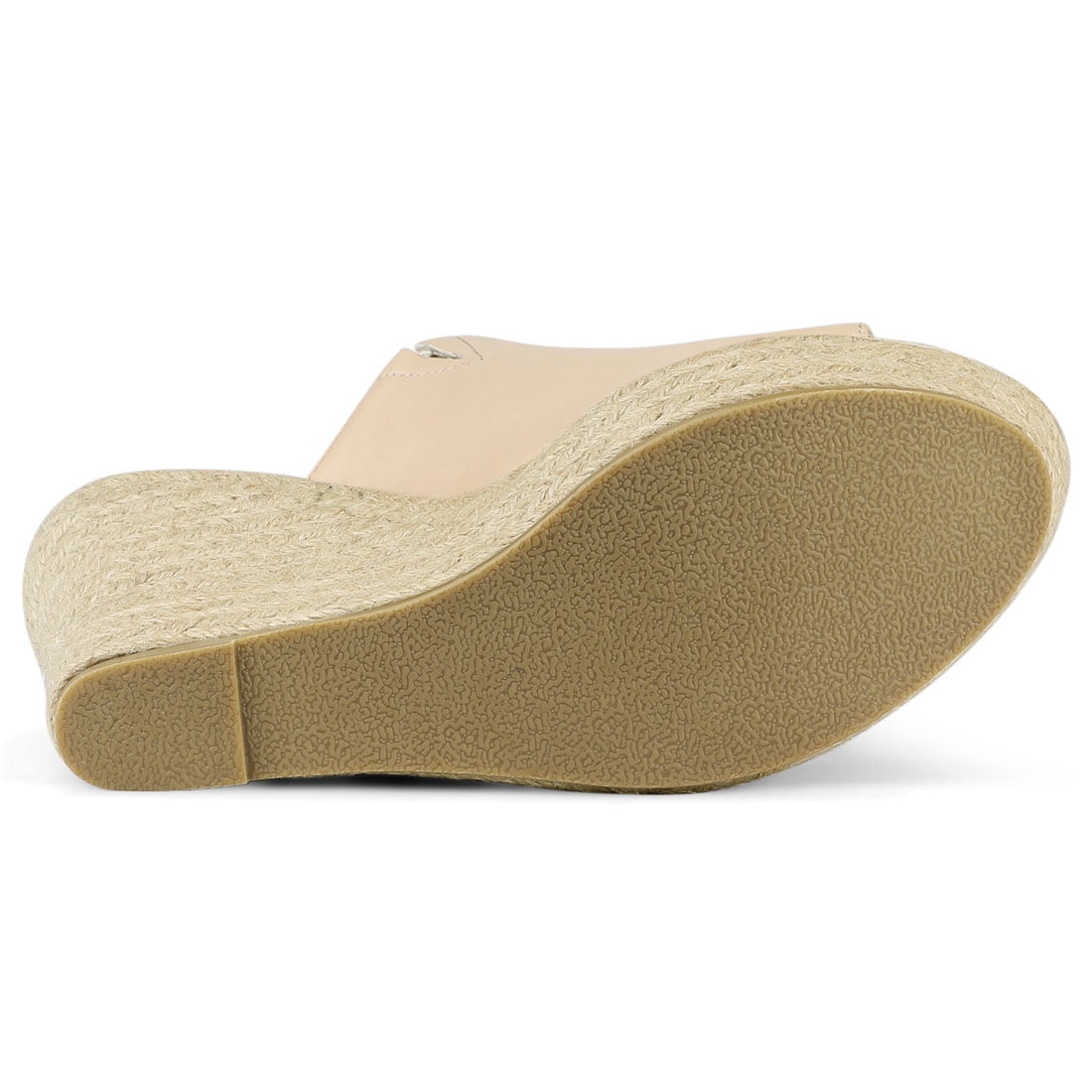 DARING DIVA Women's Slip on Platform Sandals Espadrilles Wedges Slides Mules Beige 8.5
