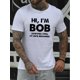 thumbnail image 1 of HI I'M BOB Print Men's Crew Neck T-shirt, Short Sleeve Versatile Casual Summer Clothes, 1 of 8