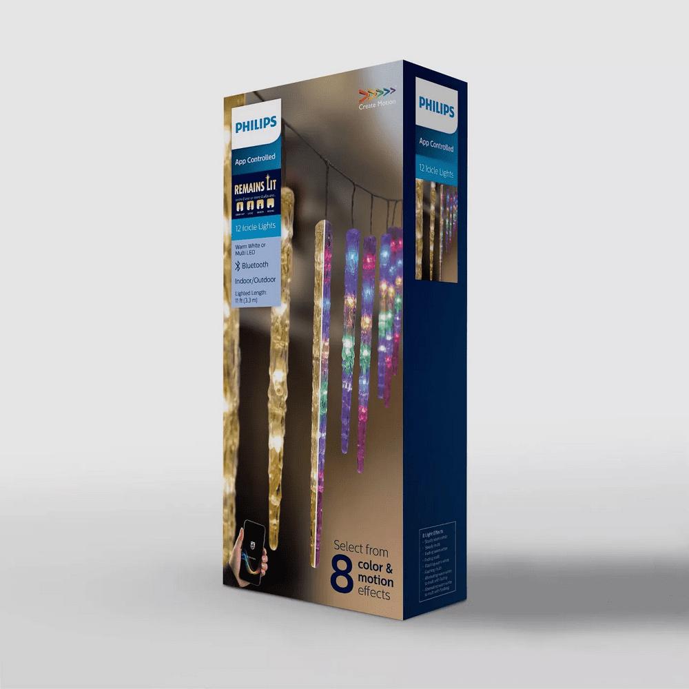 Philips Christmas Molded Icicle String Lights 60ct LED Warm White