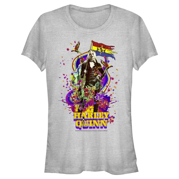Junior's The Suicide Squad Harley Quinn Color Splash Graphic Tee Athletic Heather X Large