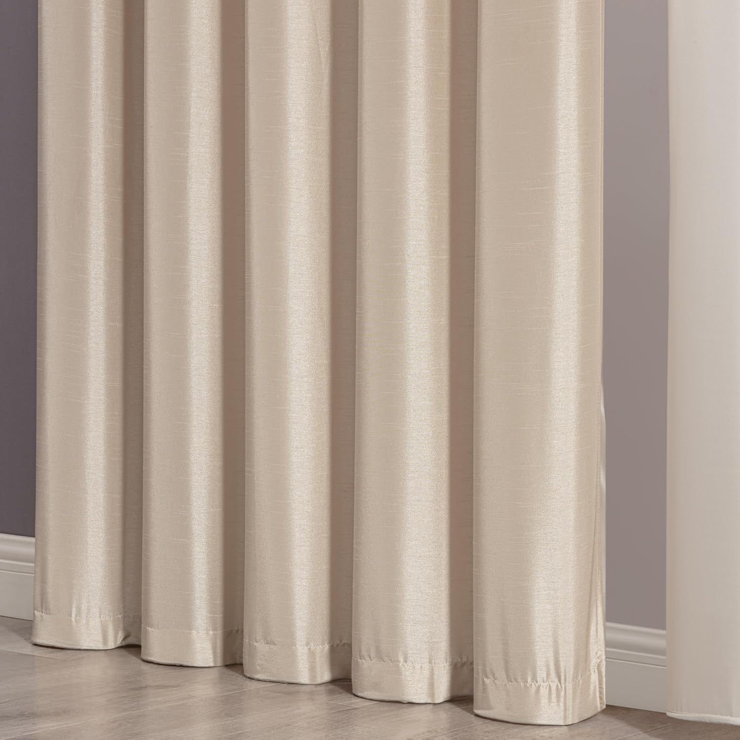 Chezmoi Collection Royal 4-Piece Jacquard Floral Window Curtain Set, Champagne