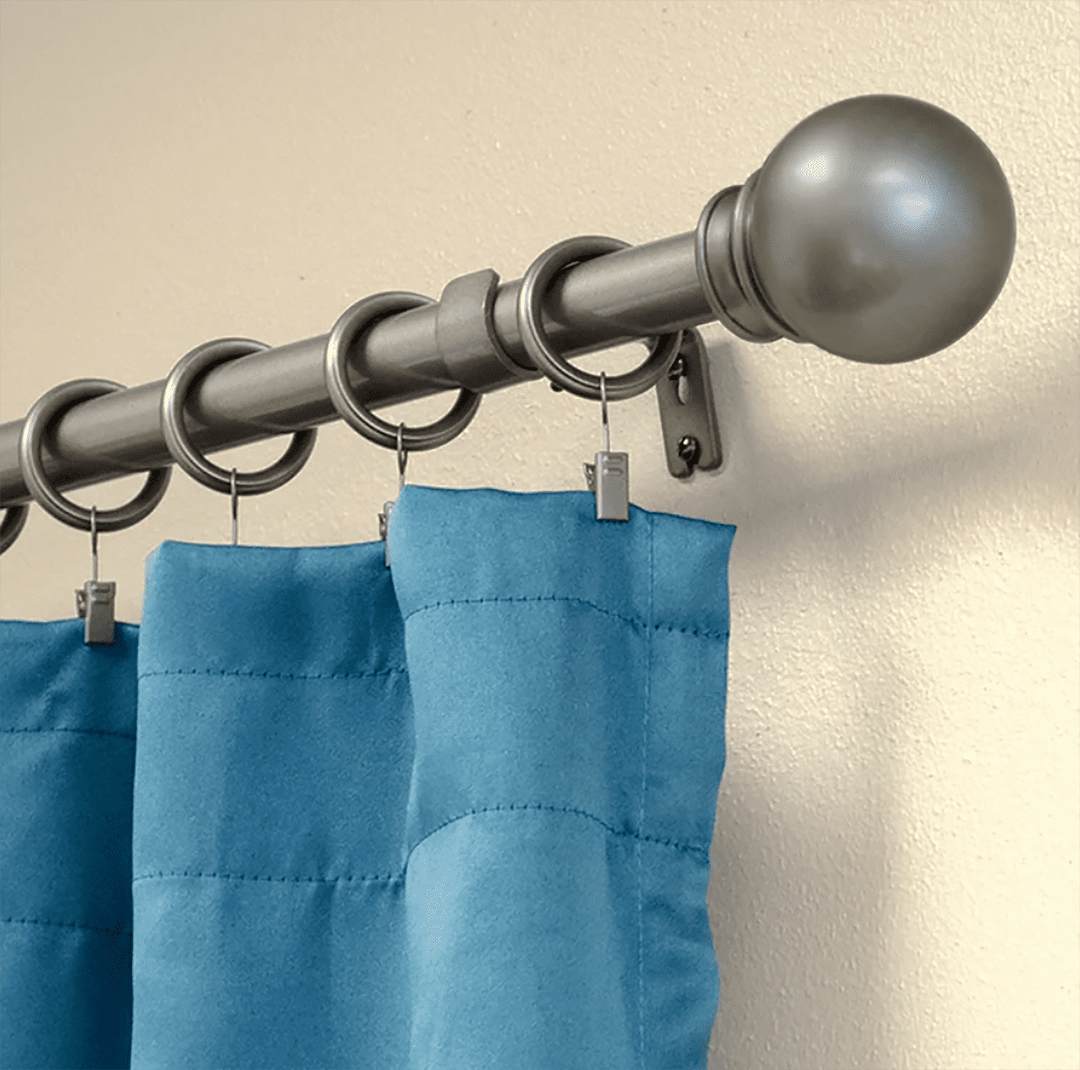 Urbanest Ball Single Curtain Rod Set With 8 Rings, 5/8", 2848