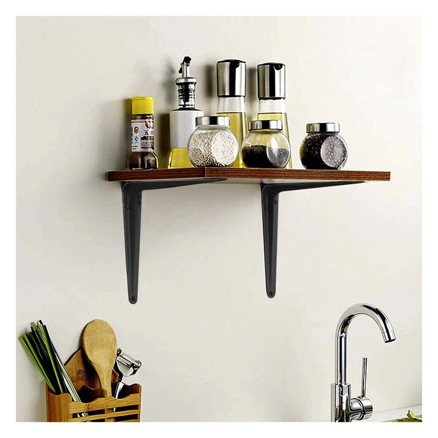 Nuk3y 8" x 10" L Shape Heavy Duty Shelf Bracket with Screws, 20 Pack