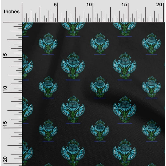 oneOone Viscose Jersey Fabric Floral Block Print Fabric By The Yard 60 Inch Wide