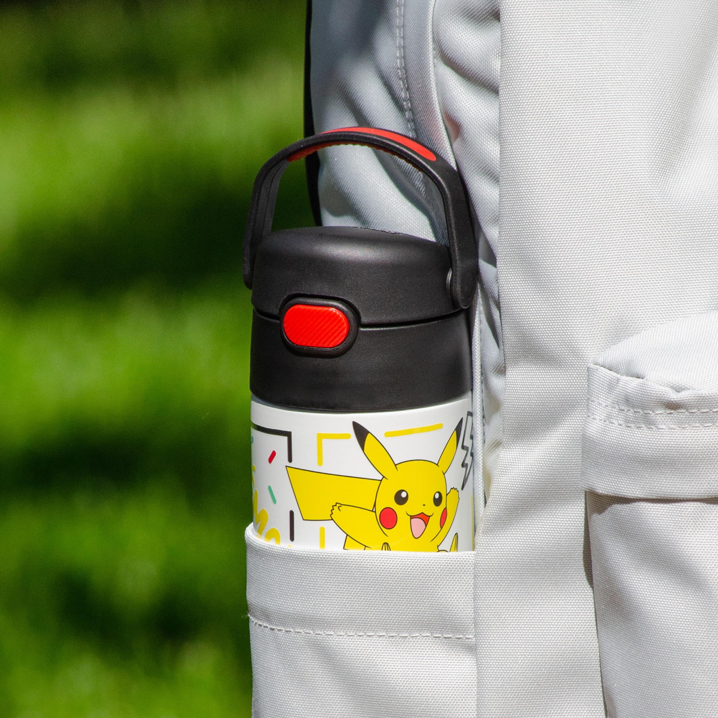 (4 pack) Thermos FUNtainer Pokemon Kids Insulated Water Bottle with Straw, 14oz Stainless Steel, Leak-Proof
