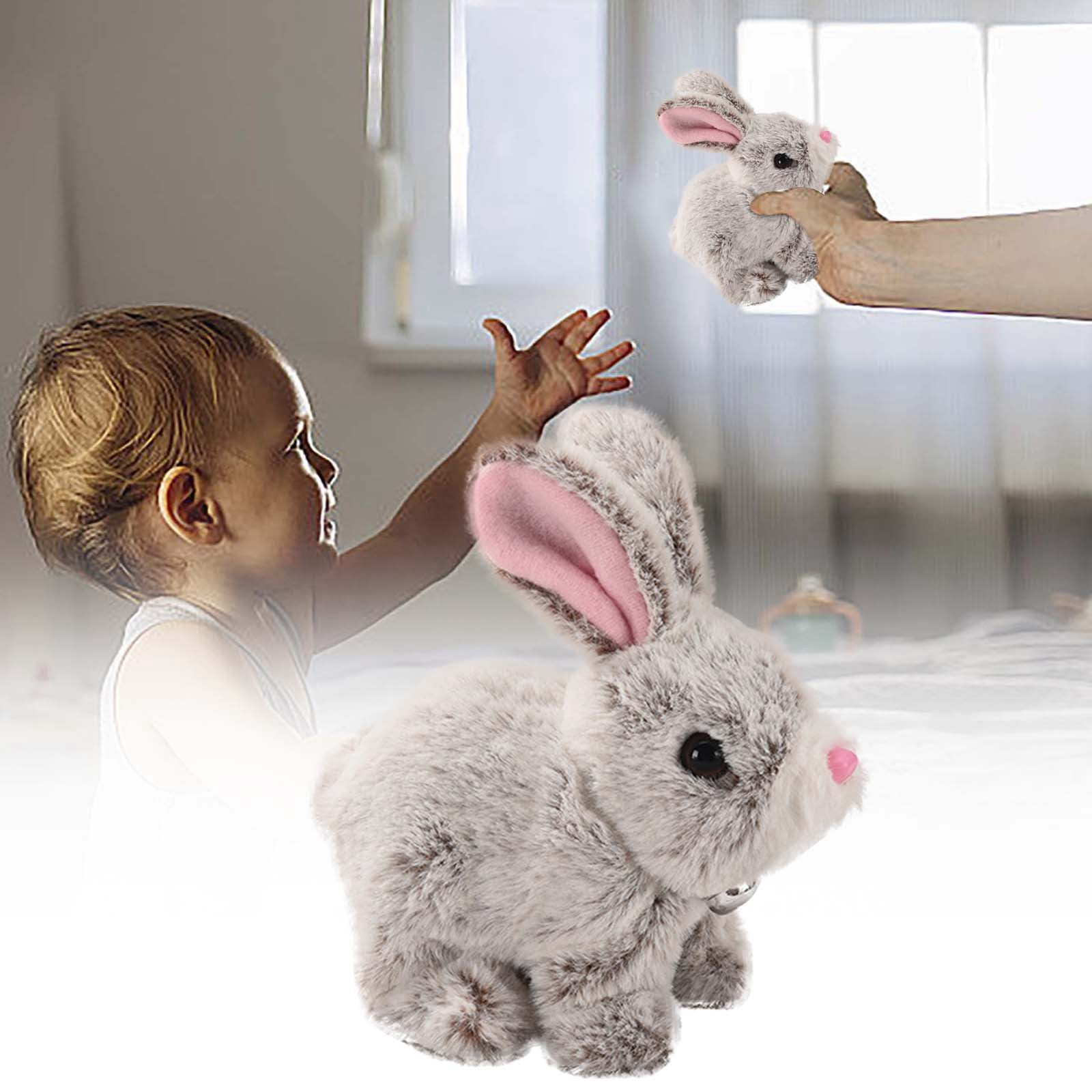Realistic Easter Bunny Plush Toy, Moving Jumping Ears Stuffed Animal Robot Rabbit, Interactive Electric Pet for Kids, Lifelike Plushie, Easter Basket Stuffer, Birthday Gift, Graduation Presents