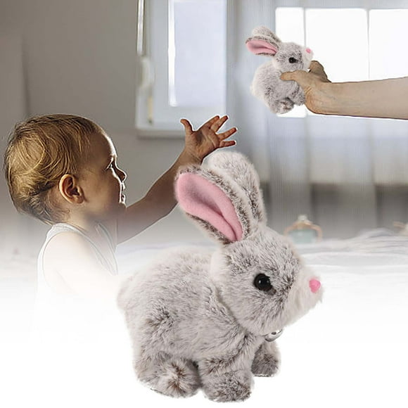 Riforla My Realistic Bunny Toy Realistic Bunny Toy for Kids Impersonator of Bunny Kind Bunny Toys for Kids Jumping Twitching and Ears Handmade Interactive(5) Electric Plush Toys A