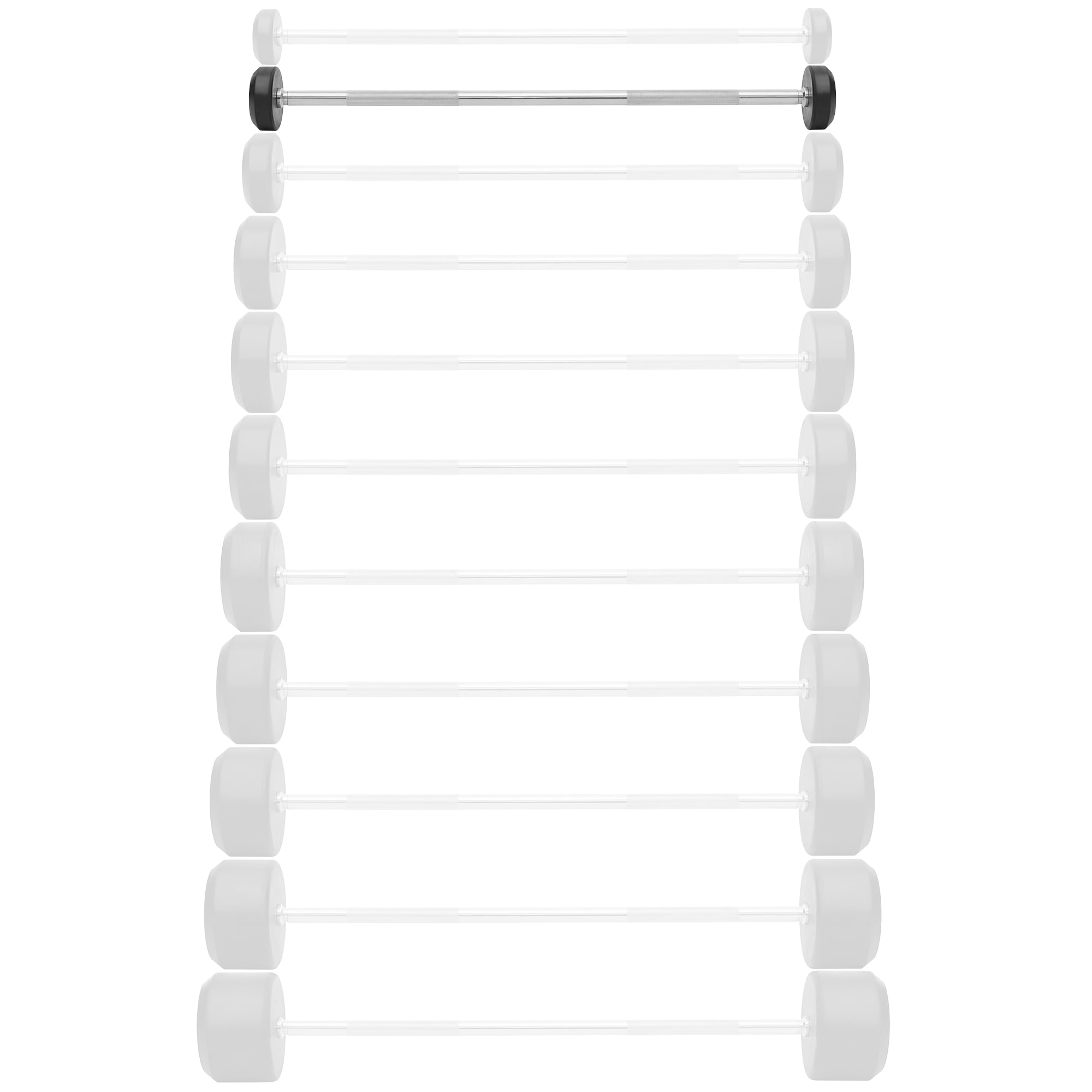 Philosophy Gym Rubber Fixed Barbell, 20 LB Pre-Loaded Weight Straight Bar for Strength Training & Weightlifting