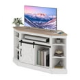 thumbnail image 3 of DEXTRUS Farmhouse Corner TV Stand for 50" TV, Entertainment Center with Sliding Barn Door, Gray Wash, 3 of 10