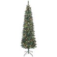 thumbnail image 1 of HOMCOM 7 ft Prelit Pencil Christmas Tree with Silver Glitter, Xmas Tree, 1 of 10