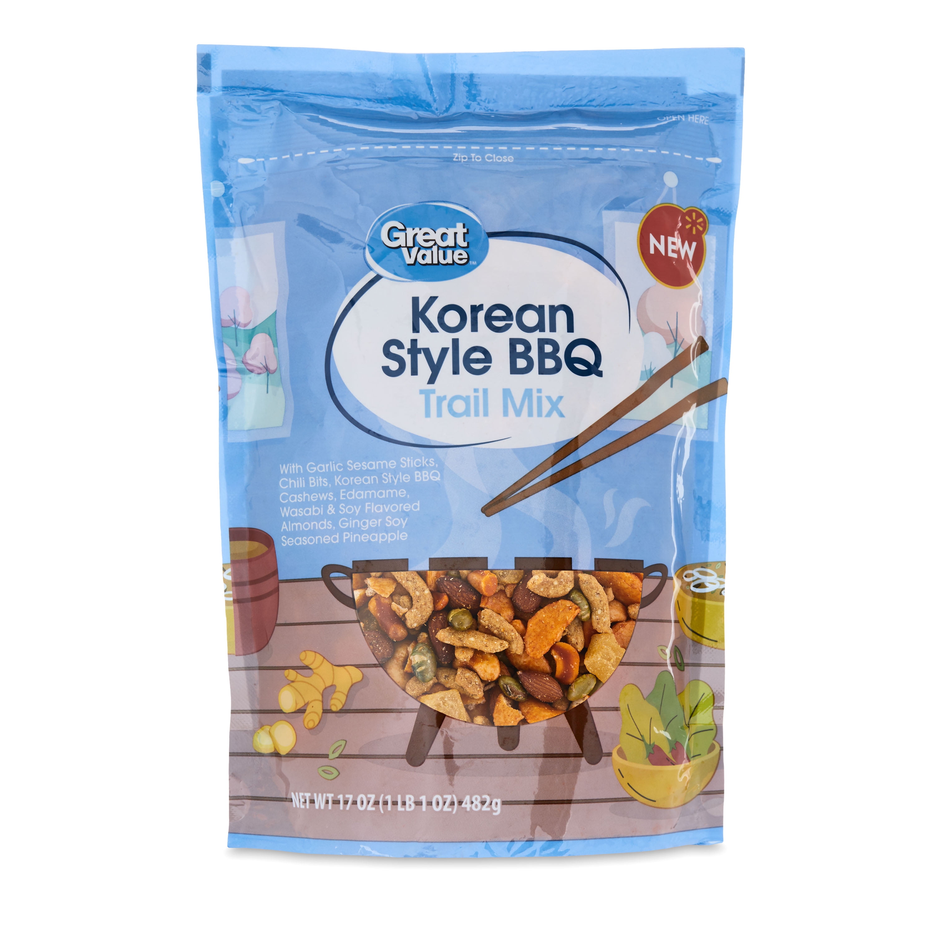 (4 pack) Great Value Korean Style BBQ Flavored Trail Mix, 17 oz