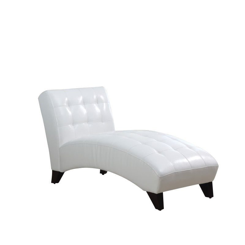 Bowery Hill Faux Leather Chaise Lounge in White