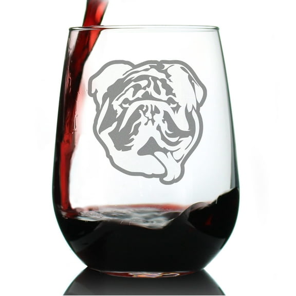Bevvee Stemless Wine Glass 17 oz English Bulldog Face English Bulldog Owner Gifts Wine Glasses