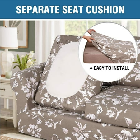 Super Stretch 3 Pieces Sofa Covers For 2 Cushion Couch Slipcovers Feature Soft Thick Bouncy Modern Style With Individual Pet Friendly Loveseat Taupe Canada Individual Cushion Covers Pet Friendly, Sofa Covers With 2 Separate Cushion