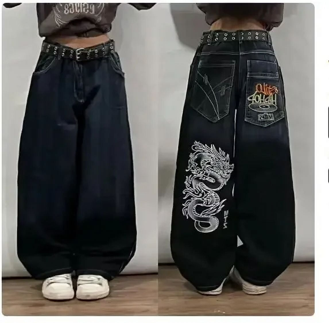 Y2K New Southpole Jeans American Retro Gothic Graphic Embroidery