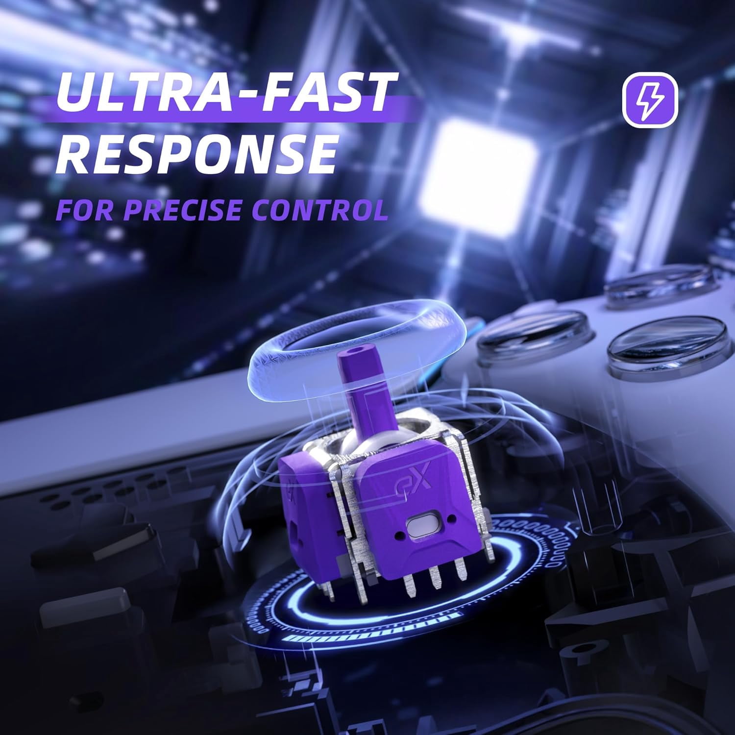 eXtremeRate Hall Effect Joysticks for PS5 - Calibratable Anti-Drift Kit w/ 120gf Sensors (Purple)