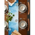 thumbnail image 2 of ERUNPONLY Coastal Sky Blue Table Runner - 90 Inch Long Summer Nautical Ocean Wave Cotton and Linen Blended Dress Scarves Farmhouse Table Runner for Kitchen Dining, Coffee Table, 13"x90", 2 of 8