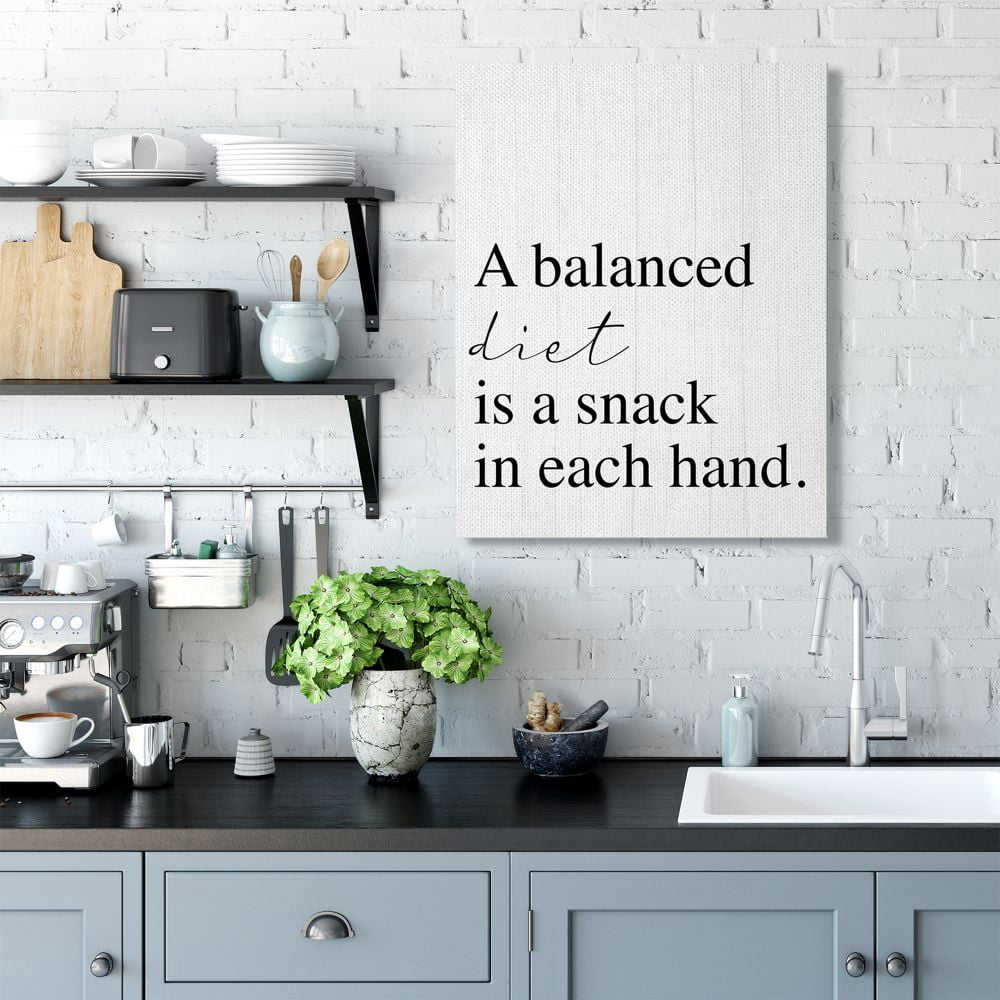 Stupell Industries Balanced Diet is Snacking Humor Kitchen Food Phrase Canvas Wall Art Design by Daphne Polselli, 30" x 40"